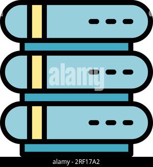 Server memory icon outline vector. Dual storage. Data code color flat Stock Vector