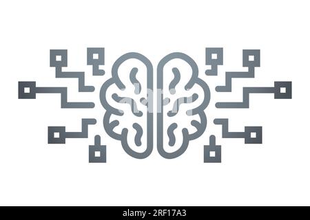 microchip brain. artificial intelligence image. flat vector illustration. Stock Vector