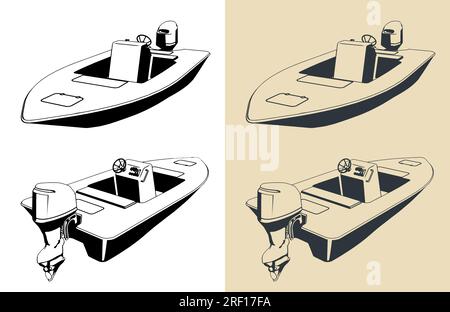 Stylized vector illustration of drawings of a speedboat Stock Vector Image  & Art - Alamy