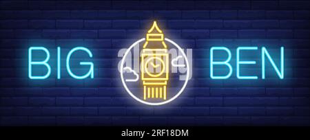 Big Ben neon sign Stock Vector