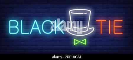 Black tie neon sign Stock Vector