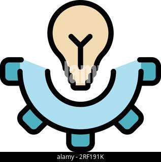Gear thinking icon outline vector. Human skill. Brain change color flat Stock Vector
