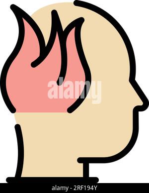 Fire thinking icon outline vector. Critical think. Business skill color flat Stock Vector