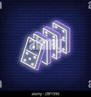 Falling domino effect neon sign Stock Vector