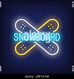Snowboard neon sign Stock Vector