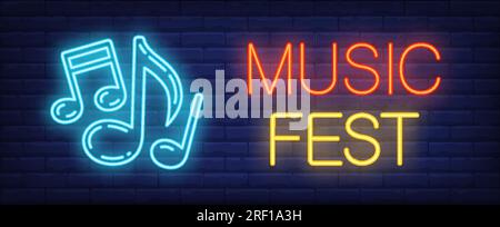 Music fest neon sign Stock Vector