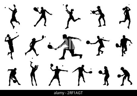 Padel tennis player silhouette on white background Stock Vector