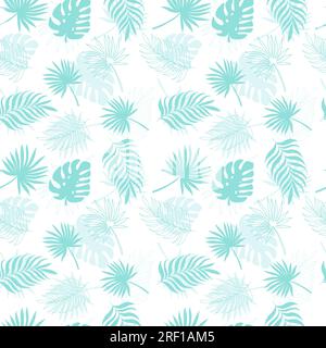 Seamless tropical pattern with colored monstera leaves and tropical leaves Stock Vector