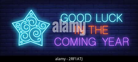 Good luck in coming year neon sign Stock Vector