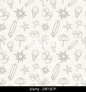 Hand drawn summer pattern with summer elements Stock Vector
