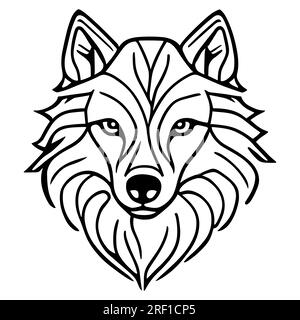 Free vector hand drawn wolf outline illustration Stock Vector