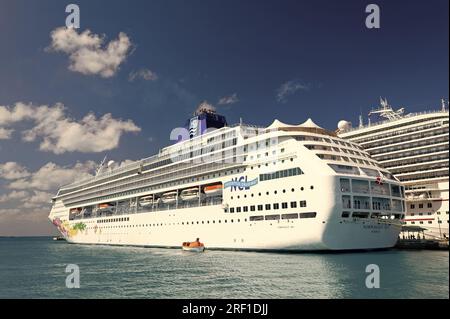 Nassau, Bahamas - Februay 18, 2016: terrific ncl cruise ferry for tour vacation. Stock Photo