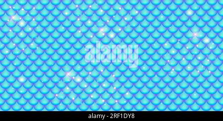 Mermaid scale seamless pattern. Fish tale texture background. Summer sea party abstract backdrop. Vector holographic gradient iridescent wallpaper Stock Vector