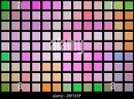Ordered multi-colored tile squares on a black background. Mosaic tile background. Pixels concept. Stock Photo