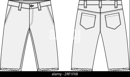 Denim shorts ( short pants ) vector template illustration Stock Vector