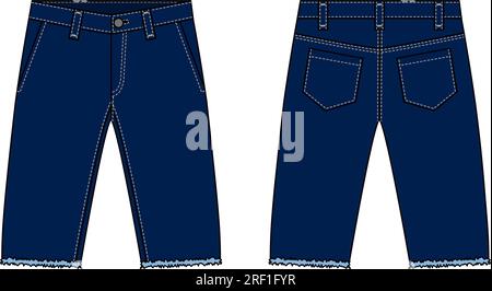 Denim shorts ( short pants ) vector template illustration Stock Vector