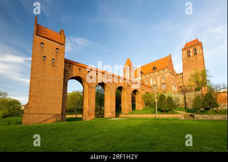Brick Gothic gdanisko (dansker) of Brick Gothic castle a chapter house of Bishopric of Pomesania built in Teutonic Order castle architecture style and Stock Photo
