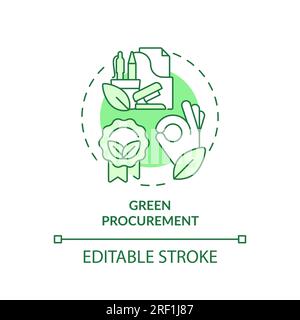2D customizable green procurement line icon concept Stock Vector