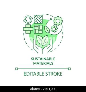 2D customizable sustainable materials line icon concept Stock Vector