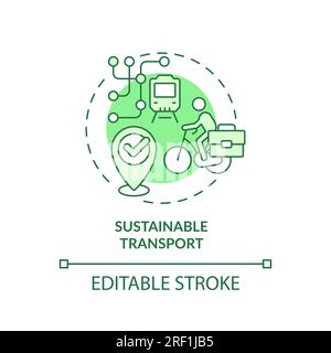 2D customizable sustainable transport line icon concept Stock Vector