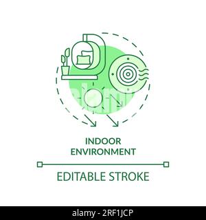 2D customizable indoor environment line icon concept Stock Vector