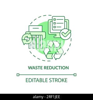2D customizable waste reduction line icon concept Stock Vector