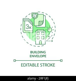 2D customizable building envelope line icon concept Stock Vector