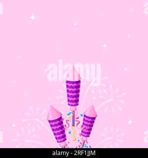Firework clapper confetti petard surprise flat. Festival celebration  equipment explosive toy launch salute birthday celebrate fireworker tools  firecracker pyrotechnic cracker ribbon colorful isolated Stock Vector Image  & Art - Alamy