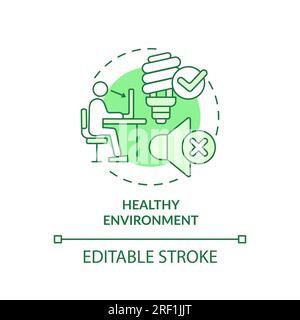 2D customizable healthy environment line icon concept Stock Vector