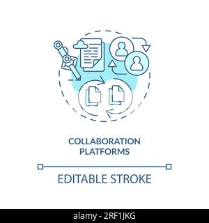 Customizable collaboration platforms blue linear icon concept Stock Vector