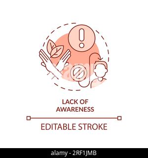 2D customizable lack of awareness line icon concept Stock Vector
