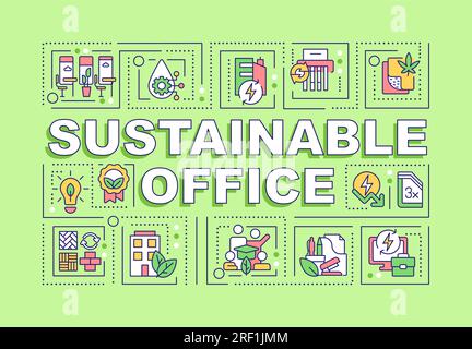 Sustainable office text with linear icons Stock Vector