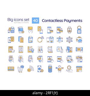 Contactless payment RGB color icons set Stock Vector