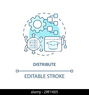 Customizable distribute blue linear icon concept Stock Vector