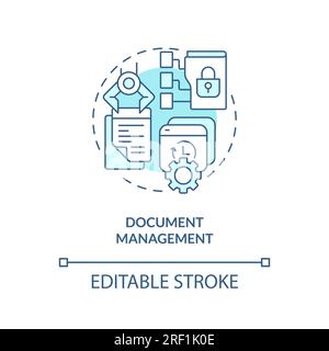 Customizable document management blue linear icon concept Stock Vector