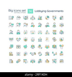 Customizable multicolor icon set for lobbying government Stock Vector