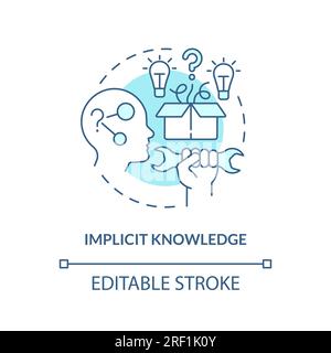 Customizable implicit knowledge blue linear icon concept Stock Vector