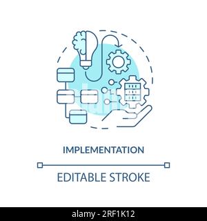 Customizable implementation blue linear icon concept Stock Vector