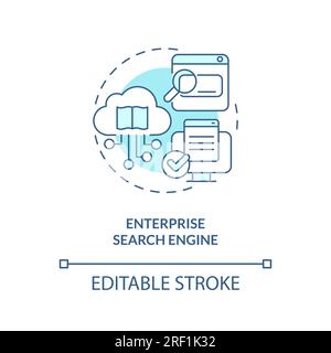 Customizable enterprise search engine blue linear icon concept Stock Vector
