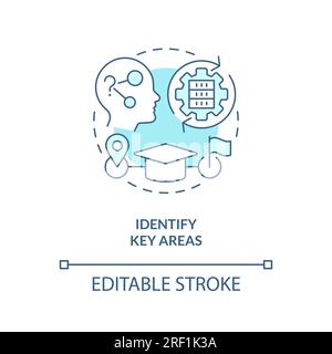 Customizable identify key areas blue linear icon concept Stock Vector