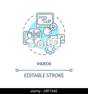 Customizable videos blue linear icon concept Stock Vector
