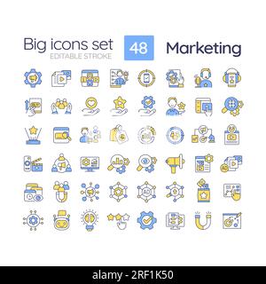 Marketing RGB color icons set Stock Vector