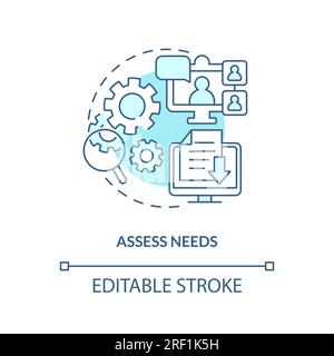 Customizable assess needs blue linear icon concept Stock Vector