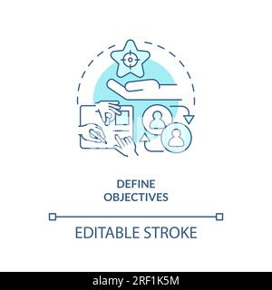 Customizable define objectives blue linear icon concept Stock Vector