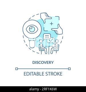 Customizable discovery blue linear icon concept Stock Vector