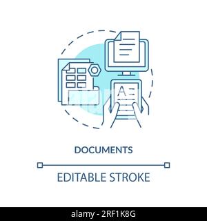 Customizable documents blue linear icon concept Stock Vector