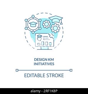 Customizable design KM initiatives blue linear icon concept Stock Vector