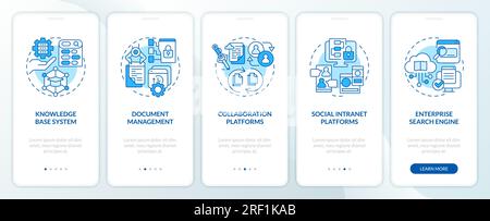 Walkthrough knowledge management with linear icons concept Stock Vector