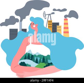 Air pollution and contamination from factories Stock Vector
