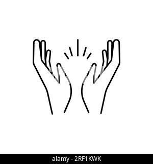 Pray thin line icon, religion and prayer, hands praying sign, vector graphics, a linear pattern on a white background Stock Vector